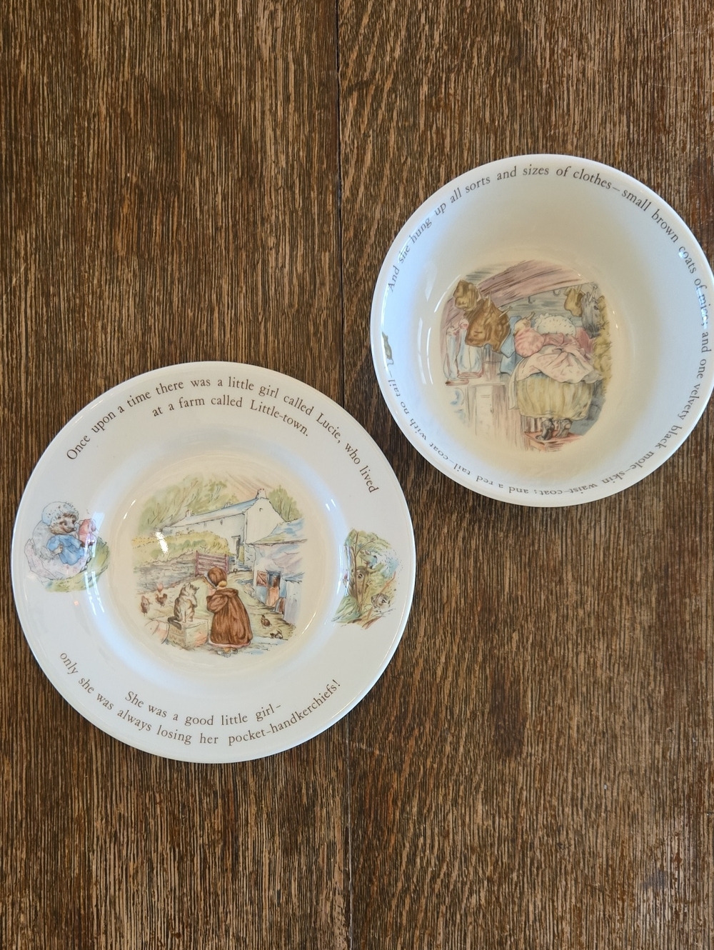 Wedgwood Mrs. Tiggy-Winkle Beatrix Potter Bowl and Plate Set